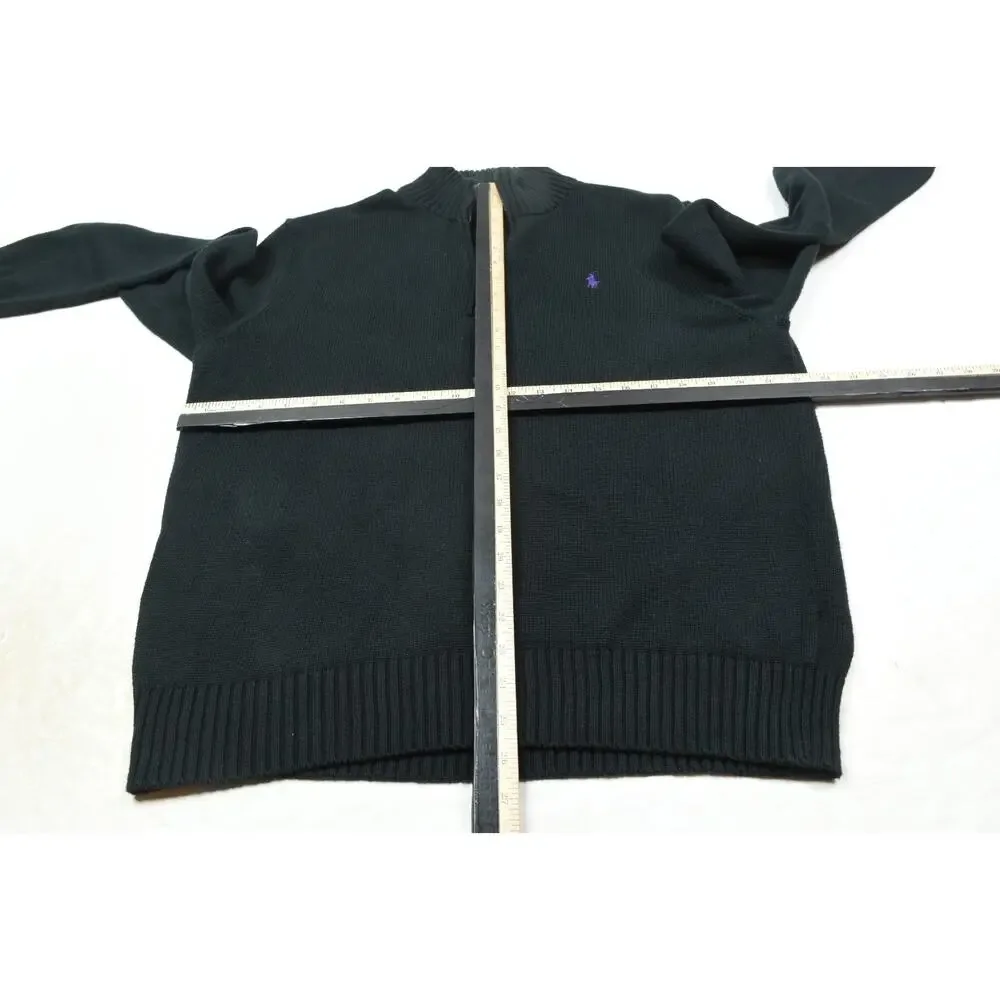 Polo Ralph Lauren 1/4 Zip Pullover Sweater Mens Large Black Long Sleeve Cotton